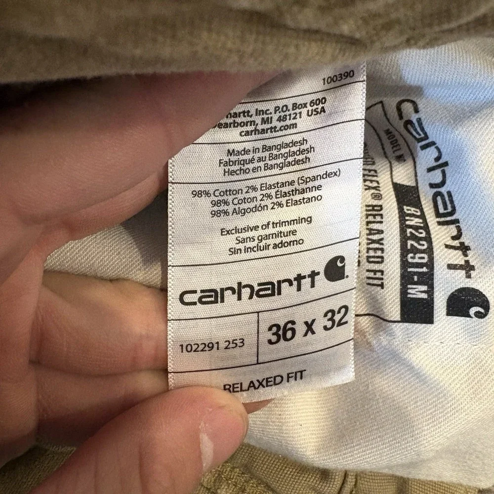 Carhartt Relaxed Fit Canvas Pants FITS 36x30 102291-253 Mens Tan Beige Workwear